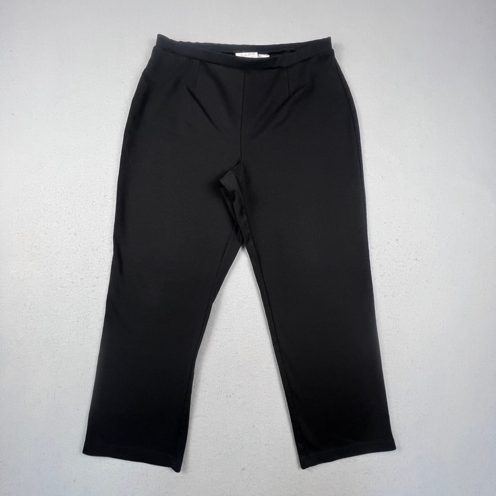 Studio Works Pants Womens PL Black Petite Stretch Pull On Straight Leg Office